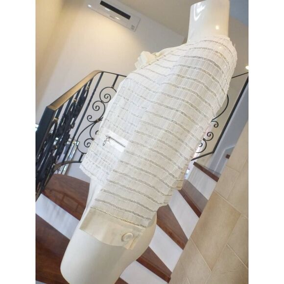 Lanvin Paris en Bleu Ivory Cropped Jacket Size FR 36 NWT - Picture 5 of 6